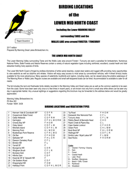 BIRDING LOCATIONS of the LOWER MID NORTH COAST