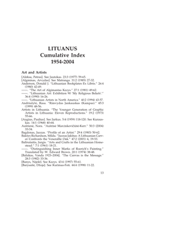 LITUANUS Cumulative Index 1954-2004 (PDF)