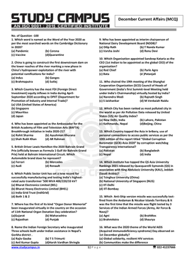 Current Affairs (MCQ)