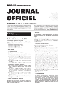 Journal Officiel No 31 Du 09.09.2015