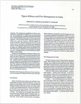 Tigers, Rhinos, and Fire Management in India