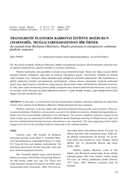 MARMARİS, MUĞLA) YARIMADASINDAN BÎR ÖRNEK an Example from Bozburun (Marmaris, Muğla) Peninsula to Transgressive Carbonate Platform Sequence