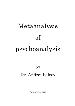 Metaanalysis of Psychoanalysis