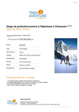Stage De Perfectionnement À L'alpinisme À Chamonix(AA535)