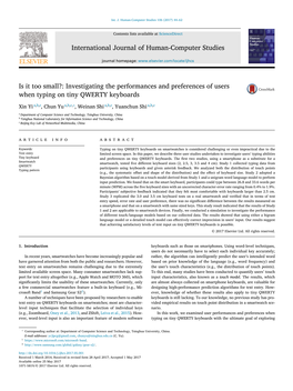 Paper, We Describe Three User Studies Undertaken to Investigate Users ’Typing Abilities