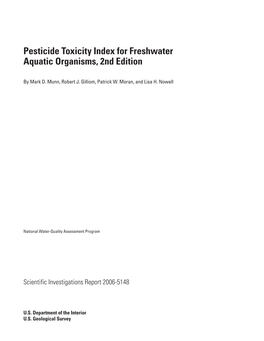 Pesticide Toxicity Index for Freshwater Aquatic Organisms, 2Nd Edition