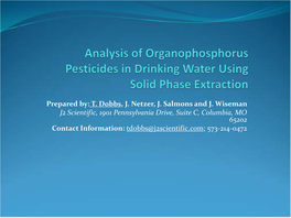 Analysis of Organophosphorus Pesticides in Drinking Water Using