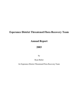12 Month Summary for Esperance Recovery Team and General Works