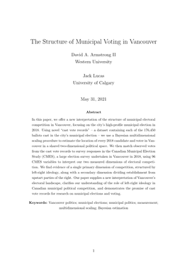 The Structure of Municipal Voting in Vancouver