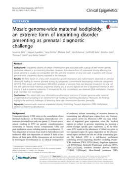 Mosaic Genome-Wide Maternal Isodiploidy: an Extreme Form Of