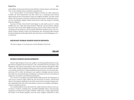 Iran 441 Police Killed, Tortured and Otherwise Abused Both Criminal Suspects and Other Per- Sons.”It Also Said That Prison Conditions Remained Poor