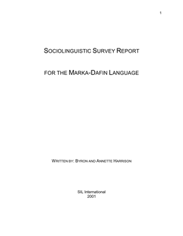Sociolinguistic Survey Report for the Marka-Dafin