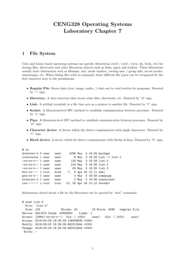 CENG328 Operating Systems Laboratory Chapter 7