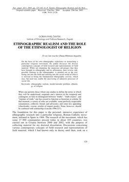 Ethnographic Realism and the Role of the Ethnologist of Religion