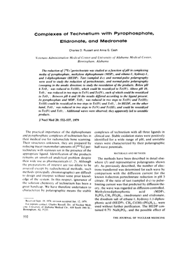 Complexes of Technetium with Pyrophosphate, Etidronate, and Medronate
