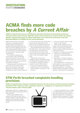 Breaches by a Current Affair