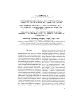 Espécies De Melastomataceae Juss. Com Potencial Para Restauração Ecológica De Mata Ripária No Cerrado