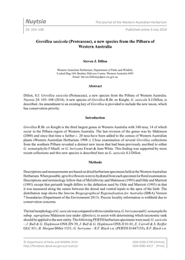 Nuytsia the Journal of the Western Australian Herbarium 24: 103–108 Published Online 3 July 2014