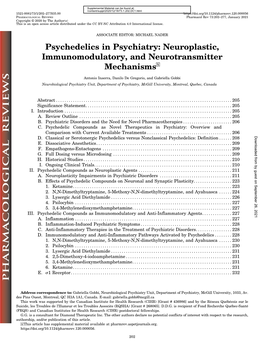Psychedelics in Psychiatry: Neuroplastic, Immunomodulatory, and Neurotransmitter Mechanismss