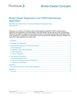 Broker-Dealer Registration and FINRA Membership Application