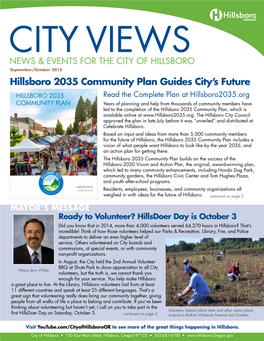 Hillsboro 2035 Community Plan Guides City's Future