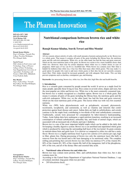 Nutritional Comparison Between Brown Rice and White Rice