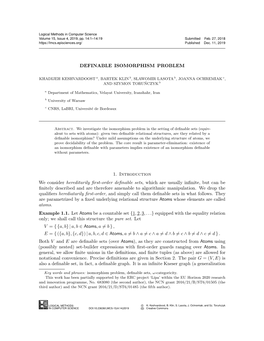 Definable Isomorphism Problem