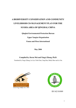 Management Plan for the Suojia Area of Qinghai, China