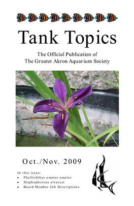 Tank Topics the Official Publication of the Greater Akron Aquarium Society