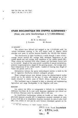 Etude Bioclimatique Des Steppes Algériennes