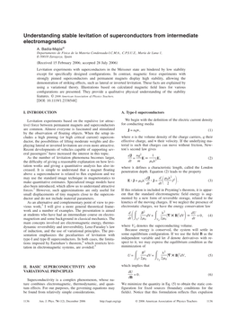 Understanding Stable Levitation of Superconductors from Intermediate Electromagnetics A