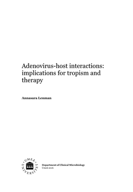 Adenovirus-Host Interactions: Implications for Tropism and Therapy