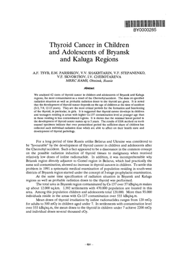 Thyroid Cancer in Children and Adolescents of Bryansk and Kaluga Regions