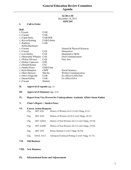 General Education Review Committee Agenda