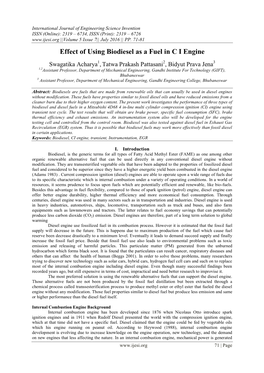 Effect of Using Biodiesel As a Fuel in C I Engine