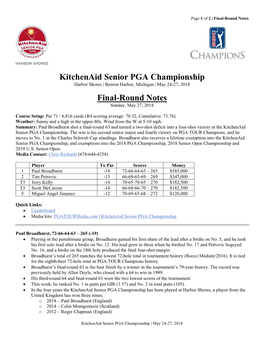 Kitchenaid Senior PGA Championship Final-Round Notes