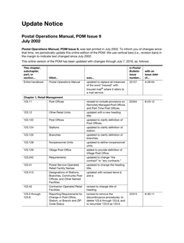 Postal Operations Manual, POM Issue 9 July 2002