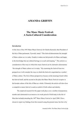 AMANDA GRIFFIN the Manx Music Festival