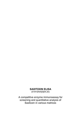 SAXITOXIN ELISA a Competitive Enzyme Immunoassay For