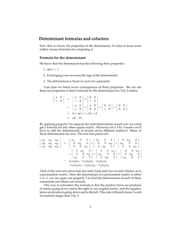 Determinant Formulas and Cofactors