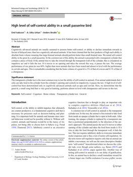 High Level of Self-Control Ability in a Small Passerine Bird