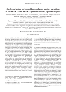 Single‑Nucleotide Polymorphisms and Copy Number Variations of the FCGR2A and FCGR3A Genes in Healthy Japanese Subjects