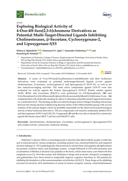 Exploring Biological Activity of 4-Oxo-4H-Furo[2,3-H]Chromene Derivatives As Potential Multi-Target-Directed Ligands Inhibiting