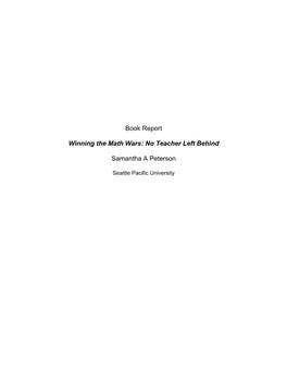 Book Report Winning the Math Wars