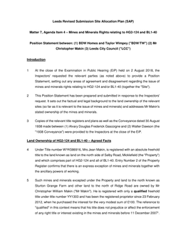 Mines and Minerals Rights Relating to HG2-124 and BL1-40