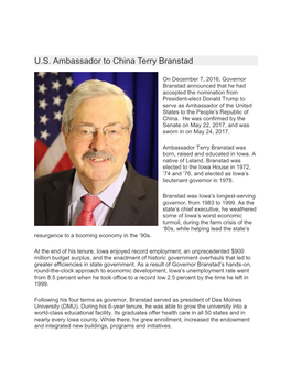 U.S. Ambassador to China Terry Branstad