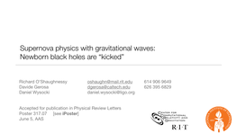 Supernova Physics with Gravitational Waves: Newborn Black Holes Are “Kicked”