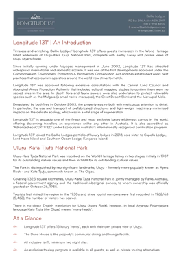 Longitude 131° | an Introduction Uluru-Kata Tjuta National Park at a Glance