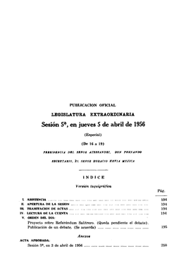 Sesión 5*, En Jueves 5 Dé Abril De 1956