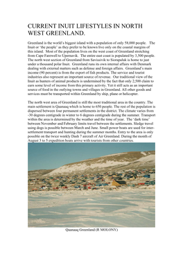 Current Inuit Lifestyles in North West Greenland